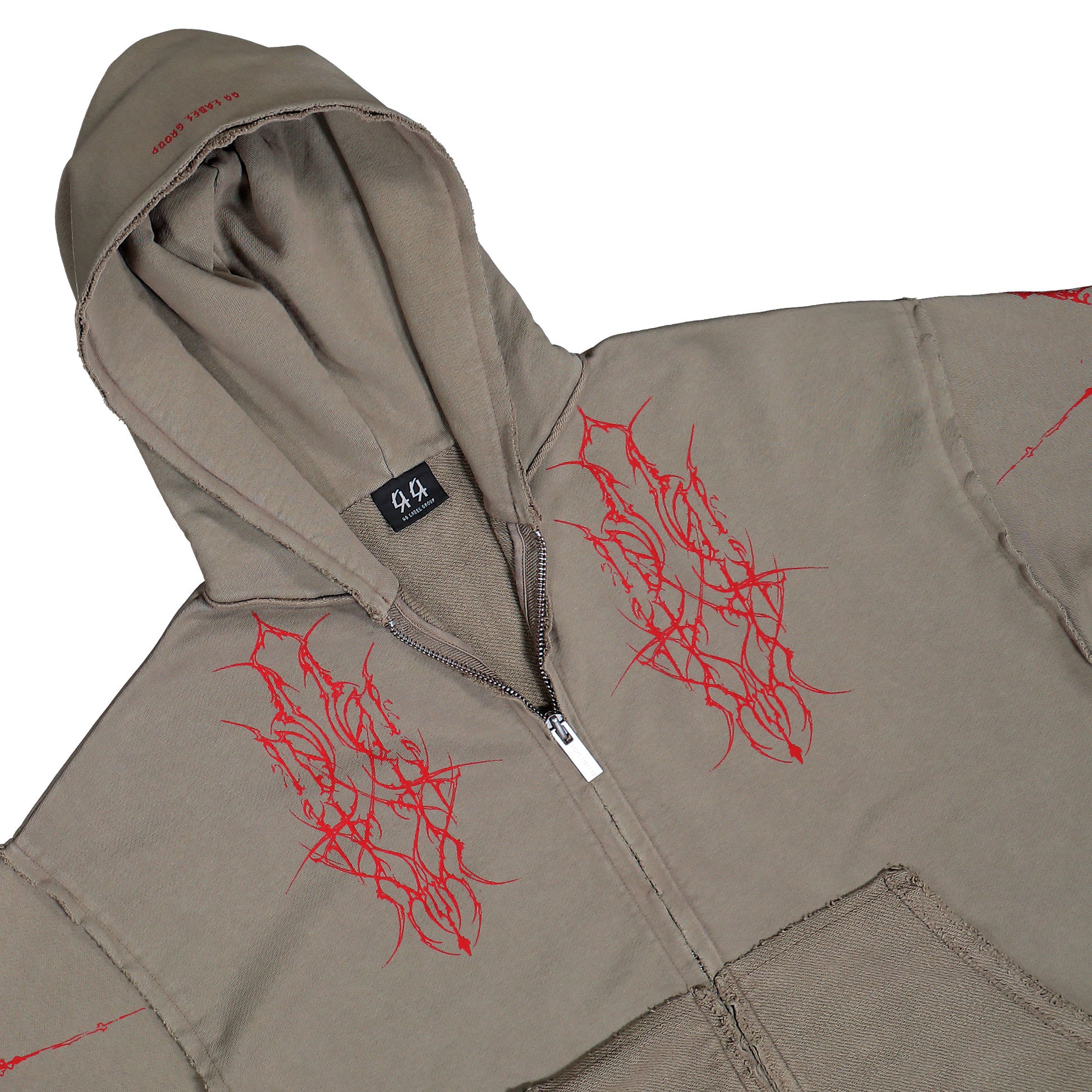 44 Label Group Ewigkeit Reverso Zip Hoodie Olive Hoodie B0030609-FA679-P689 Detail View 3 | GATE
