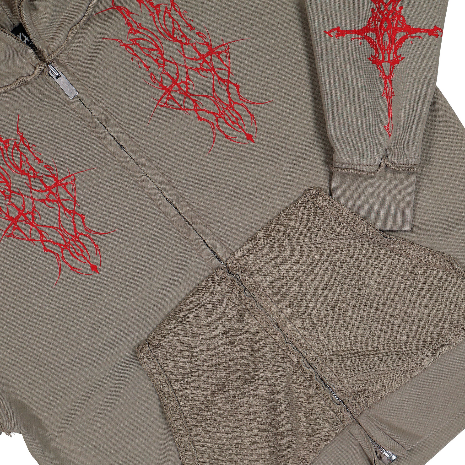 44 Label Group Ewigkeit Reverso Zip Hoodie Olive Hoodie B0030609-FA679-P689 Detail View 4 | GATE
