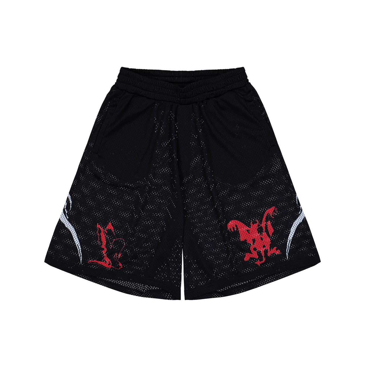 44 Label Group Y2K Mesh Shorts Black + Y2K Red White Shorts B0030617-FA683-P699 Detail View 1 | GATE