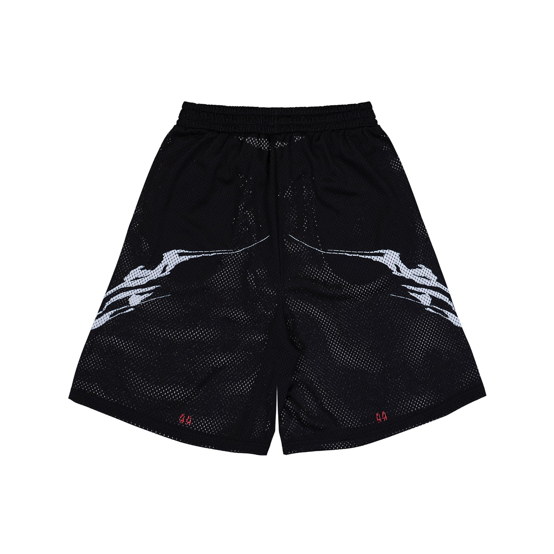 44 Label Group Y2K Mesh Shorts Black + Y2K Red White Shorts B0030617-FA683-P699 Detail View 2 | GATE