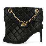 Maison Mihara Yasuhiro Quilted Bag Detail Pin Heel Short Boots Black Heels B15FW716  Detail View 1 | GATE
