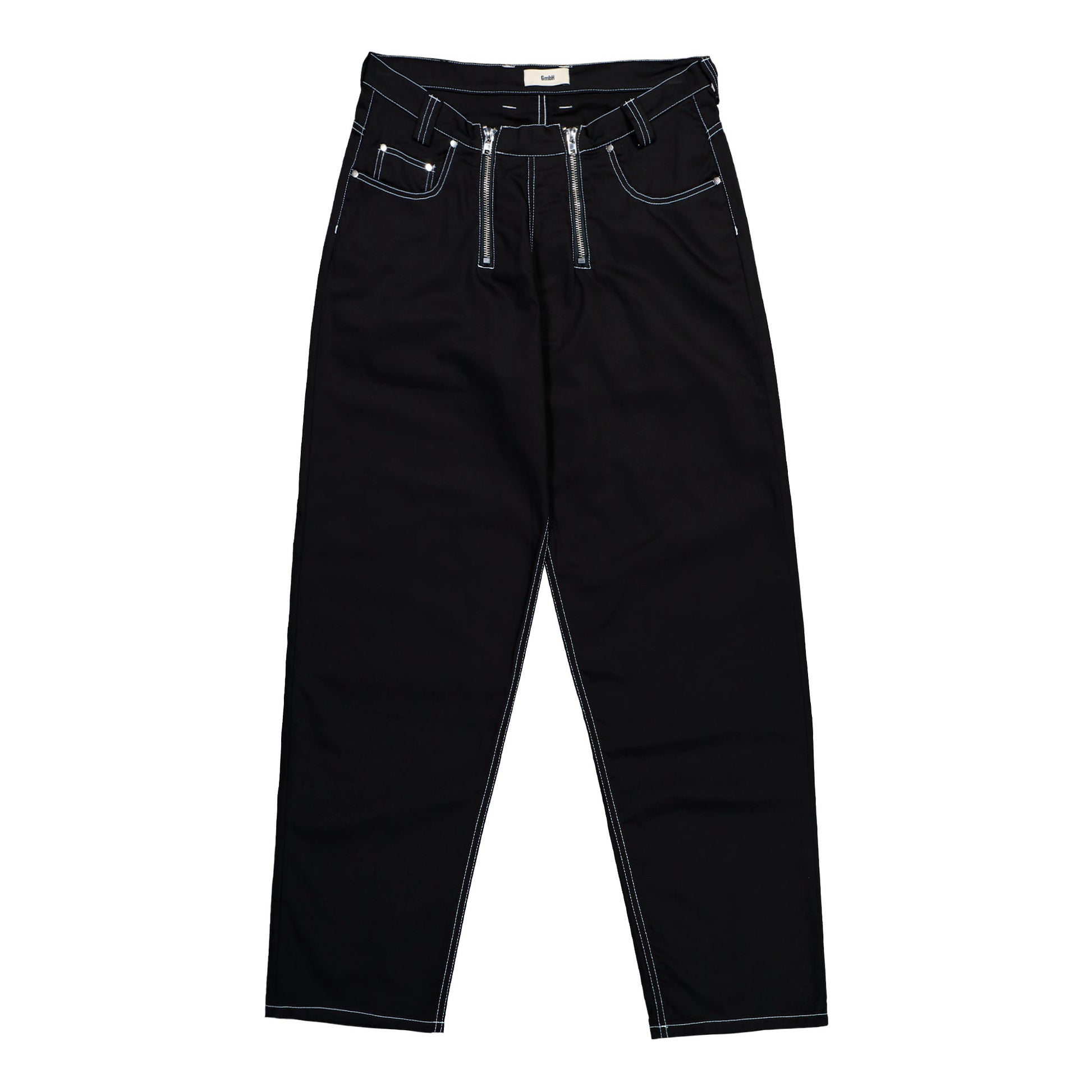 GmbH Wide Leg Trousers With Double Zip Black Pants Cyrus Detail View 1 | GATE