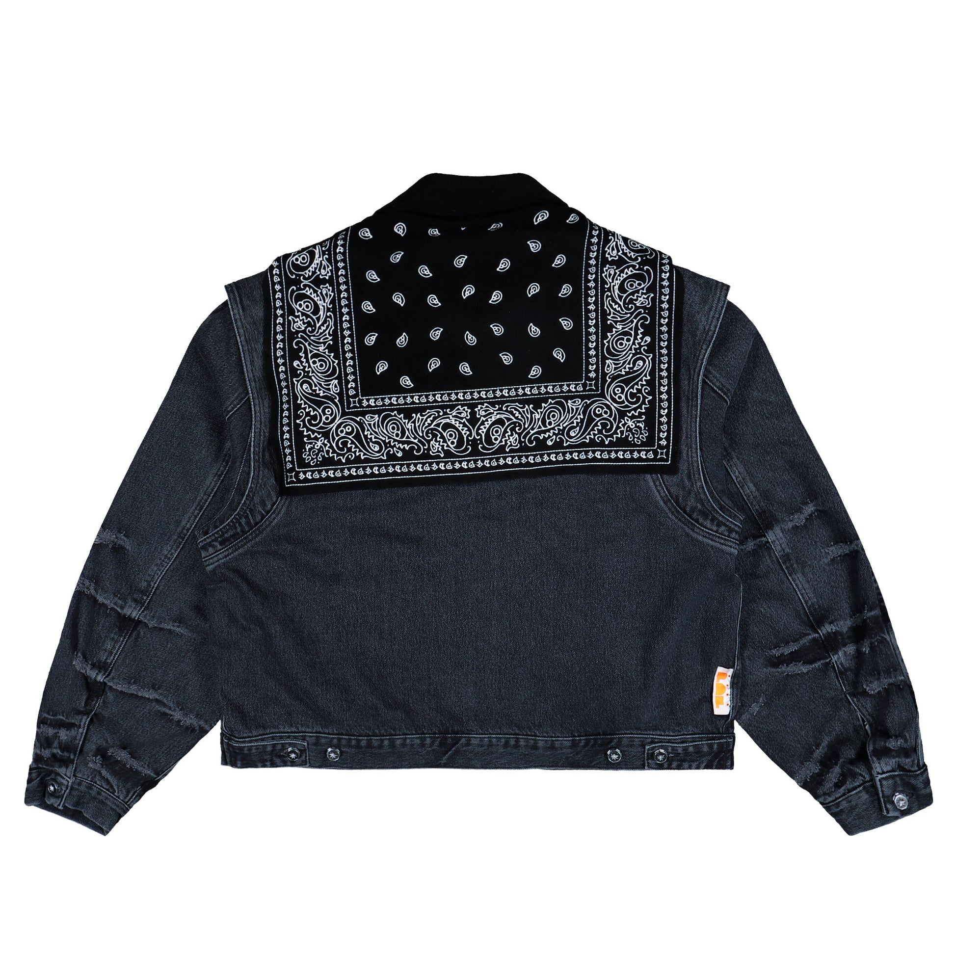 PDF Cape Jacket Black Wash Denim Jacket DFM09027DF119WHBLK / Black Wash Close-up | Overkill
