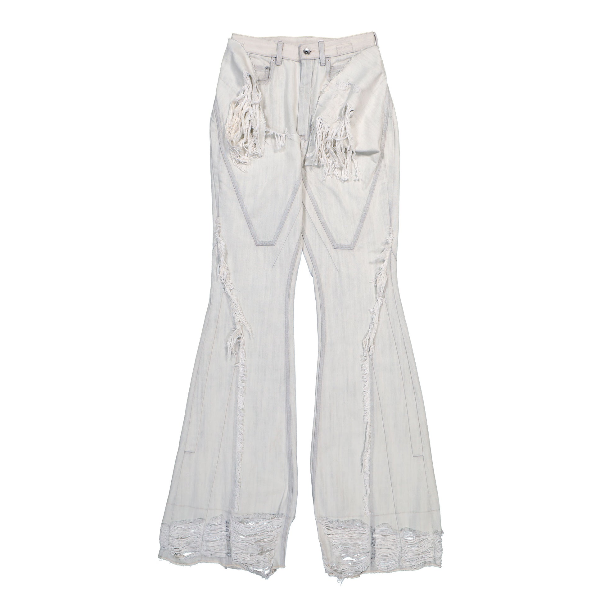 Rick Owens DRKSHDW Slivered Bootcut Milk Wash Denim Pant DS01F4304 DMWSH 51 Detail View 1 | GATE
