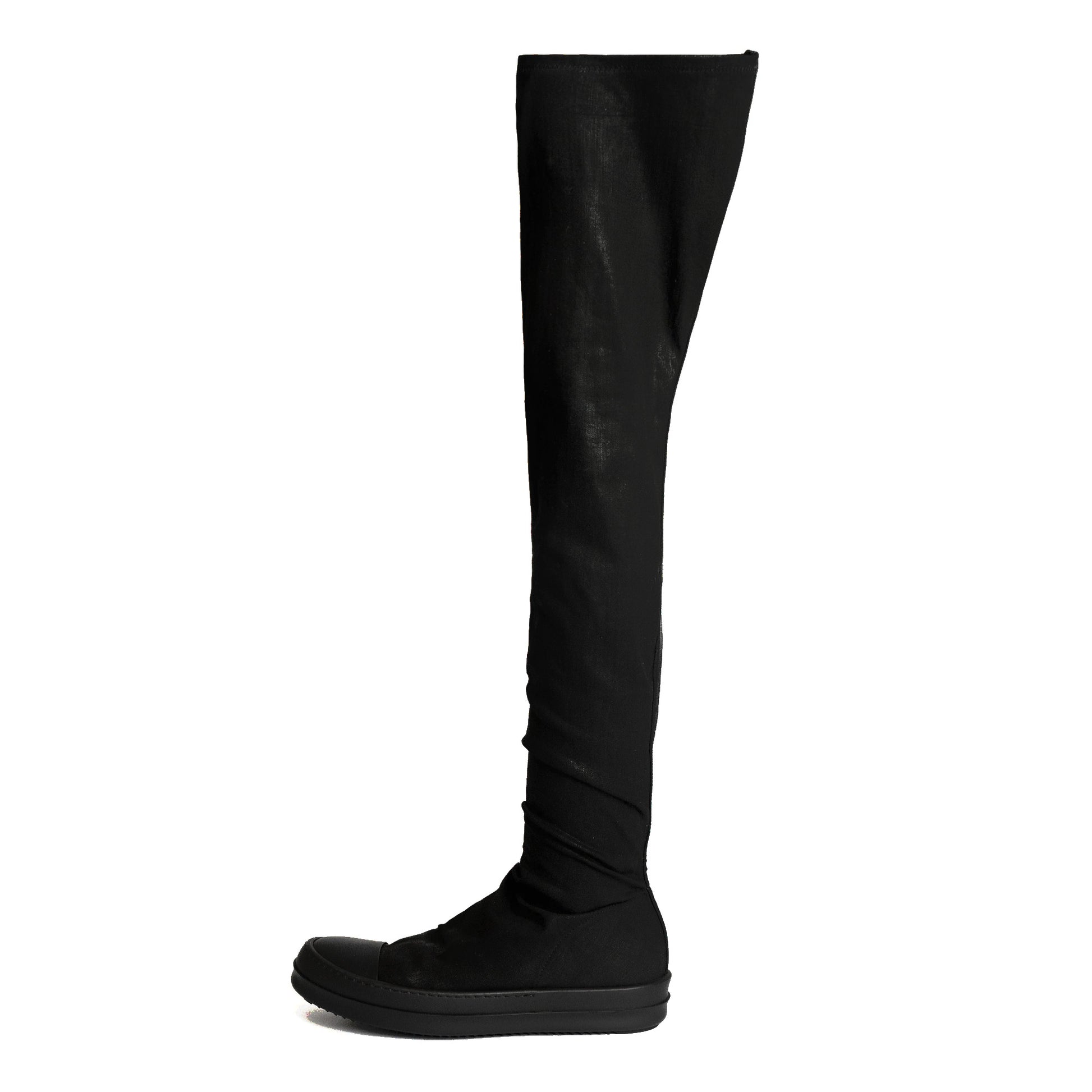 Rick Owens DRKSHDW High Sock Sneaks Black / Black / Black Overknee Boots DS01F4812 SDBK 999 Detail View 1 | GATE
