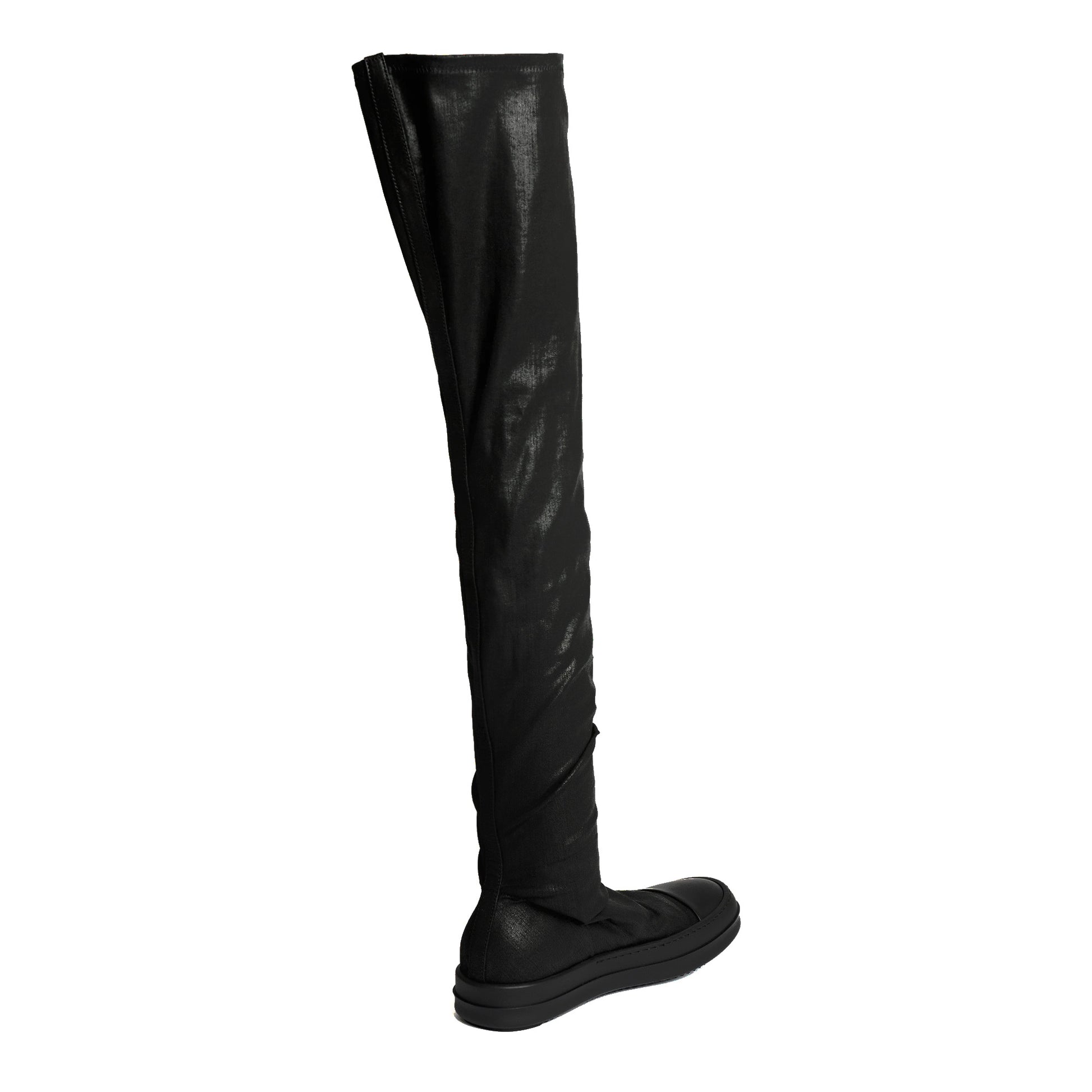 Rick Owens DRKSHDW High Sock Sneaks Black / Black / Black Overknee Boots DS01F4812 SDBK 999 Detail View 4 | GATE
