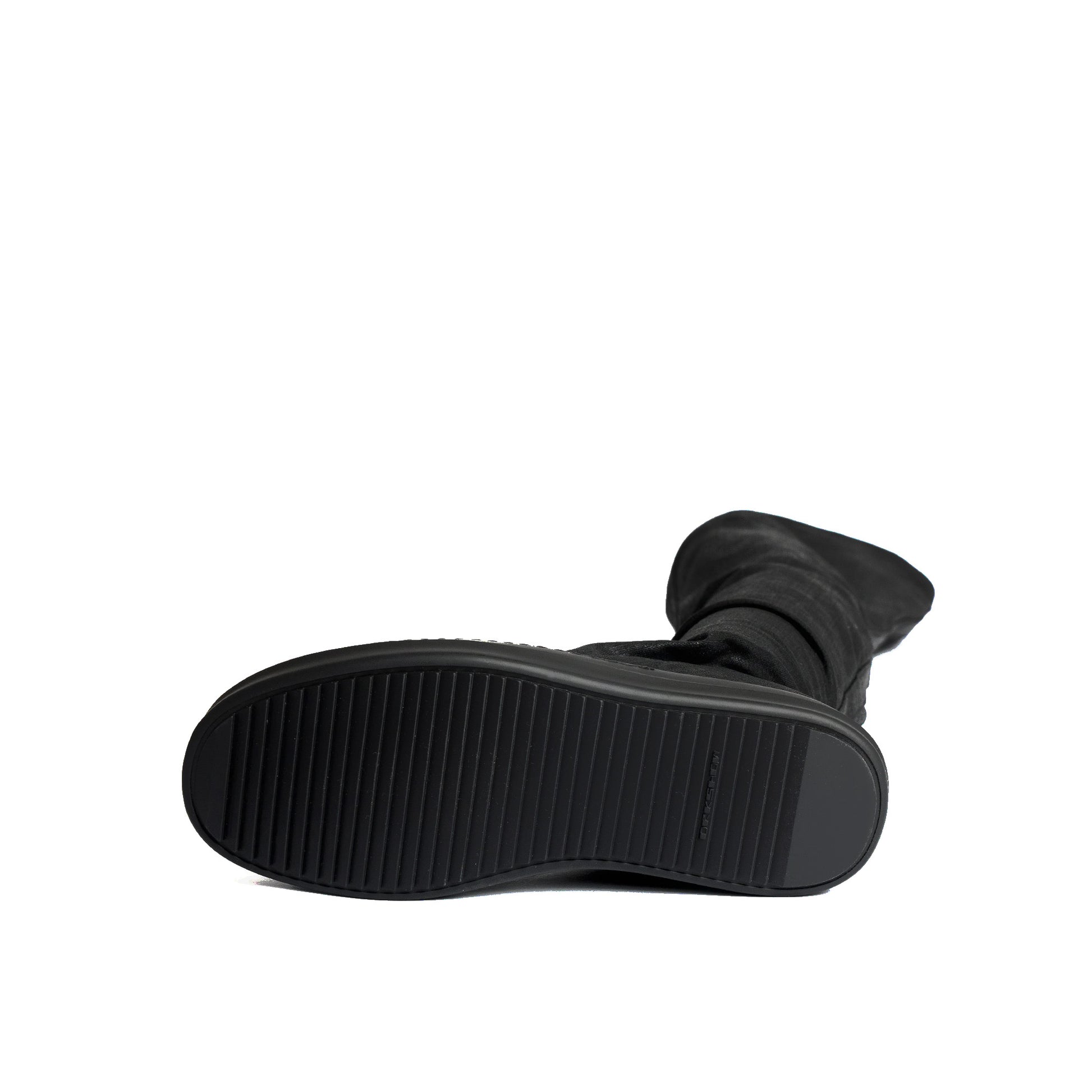 Rick Owens DRKSHDW High Sock Sneaks Black / Black / Black Overknee Boots DS01F4812 SDBK 999 Detail View 5 | GATE

