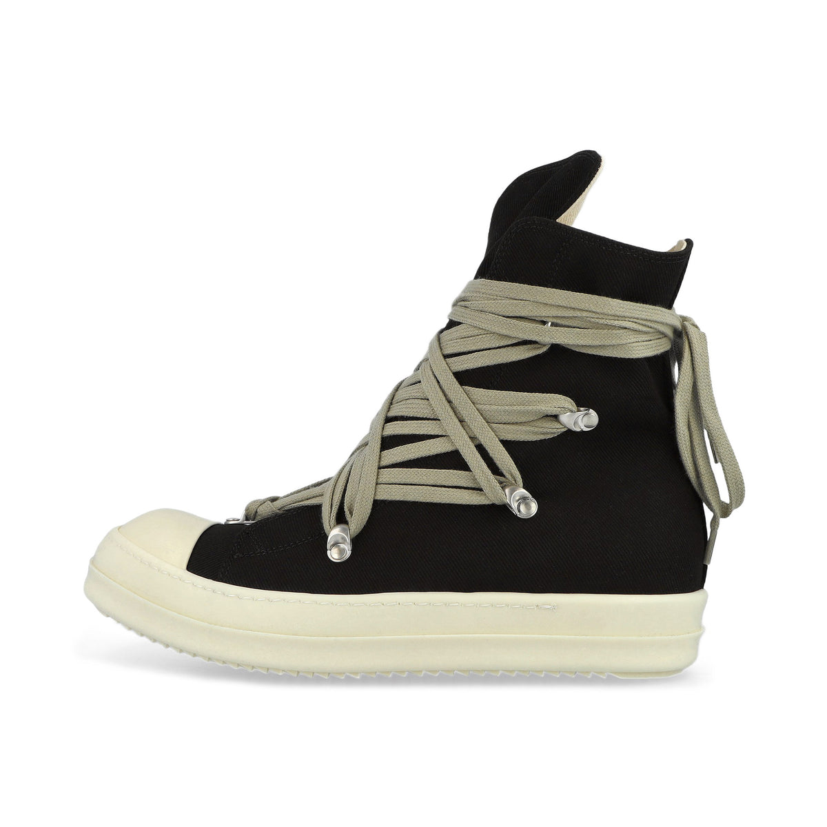 Rick Owens Megalace Sneaks Black / Milk / Milk sneaker DS02F6809 DOW1 911 Detail View 1 | GATE
