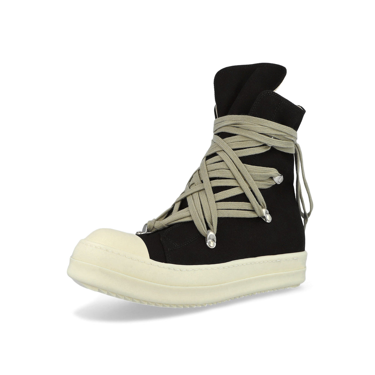 Rick Owens Megalace Sneaks Black / Milk / Milk sneaker DS02F6809 DOW1 911 Detail View 4 | GATE
