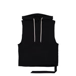 Rick Owens DRKSHDW Hooded Tunic Black Tank Top DU01F4165 FP 09 Detail View 1 | GATE
