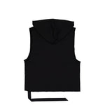 Rick Owens DRKSHDW Hooded Tunic Black Tank Top DU01F4165 FP 09 Detail View 2 | GATE
