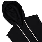 Rick Owens DRKSHDW Hooded Tunic Black Tank Top DU01F4165 FP 09 Detail View 3 | GATE
