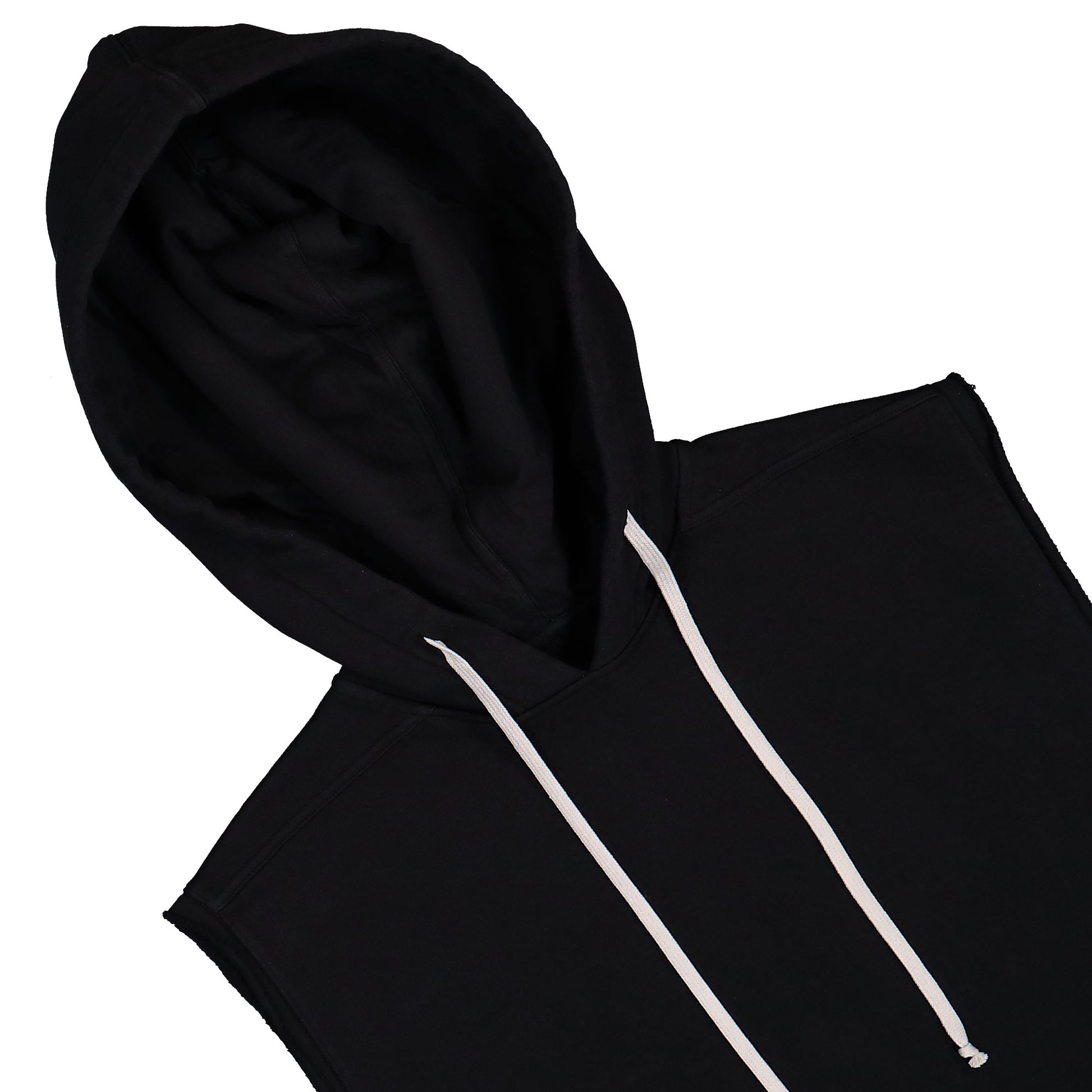 Rick Owens DRKSHDW Hooded Tunic Black Tank Top DU01F4165 FP 09 Detail View 3 | GATE
