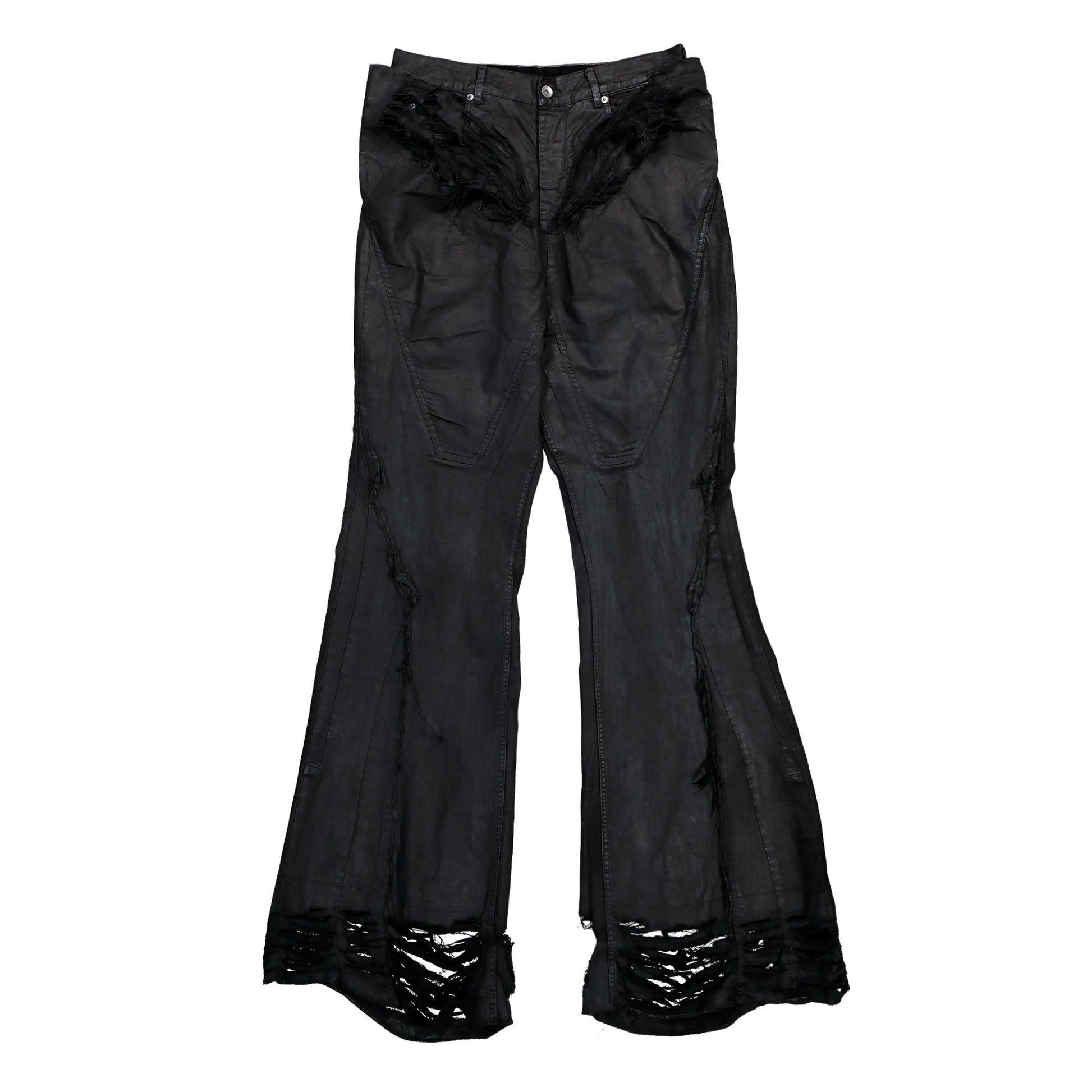 Rick Owens DRKSHDW Slivered Bootcut Denim Pants Black Pants DU01F4359 DBKSH 09 Detail View 1 | GATE