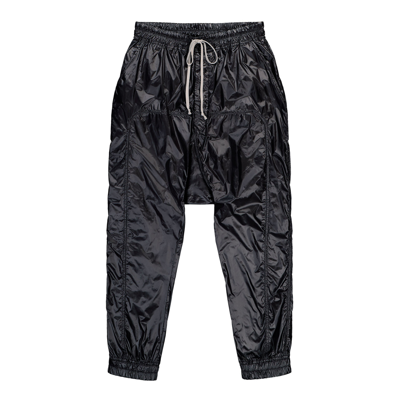 Rick Owens DRKSHDW Prisoner Drawstring Black Track Pants DU01F4395 NPS 09 Detail View 1 | GATE
