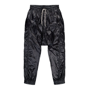 Rick Owens DRKSHDW Prisoner Drawstring Black Track Pants DU01F4395 NPS 09 Detail View 1 | GATE

