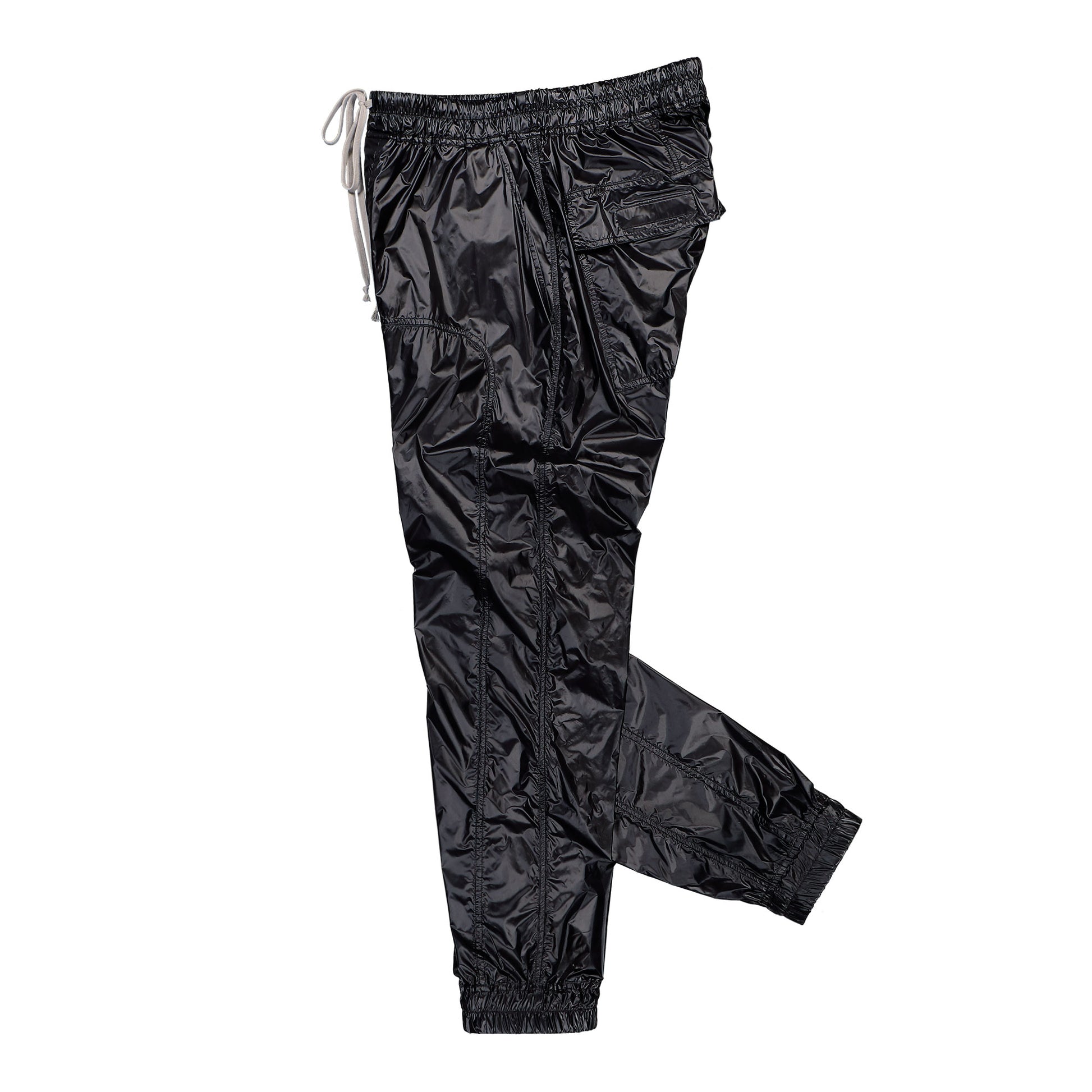 Rick Owens DRKSHDW Prisoner Drawstring Black Track Pants DU01F4395 NPS 09 Detail View 3 | GATE
