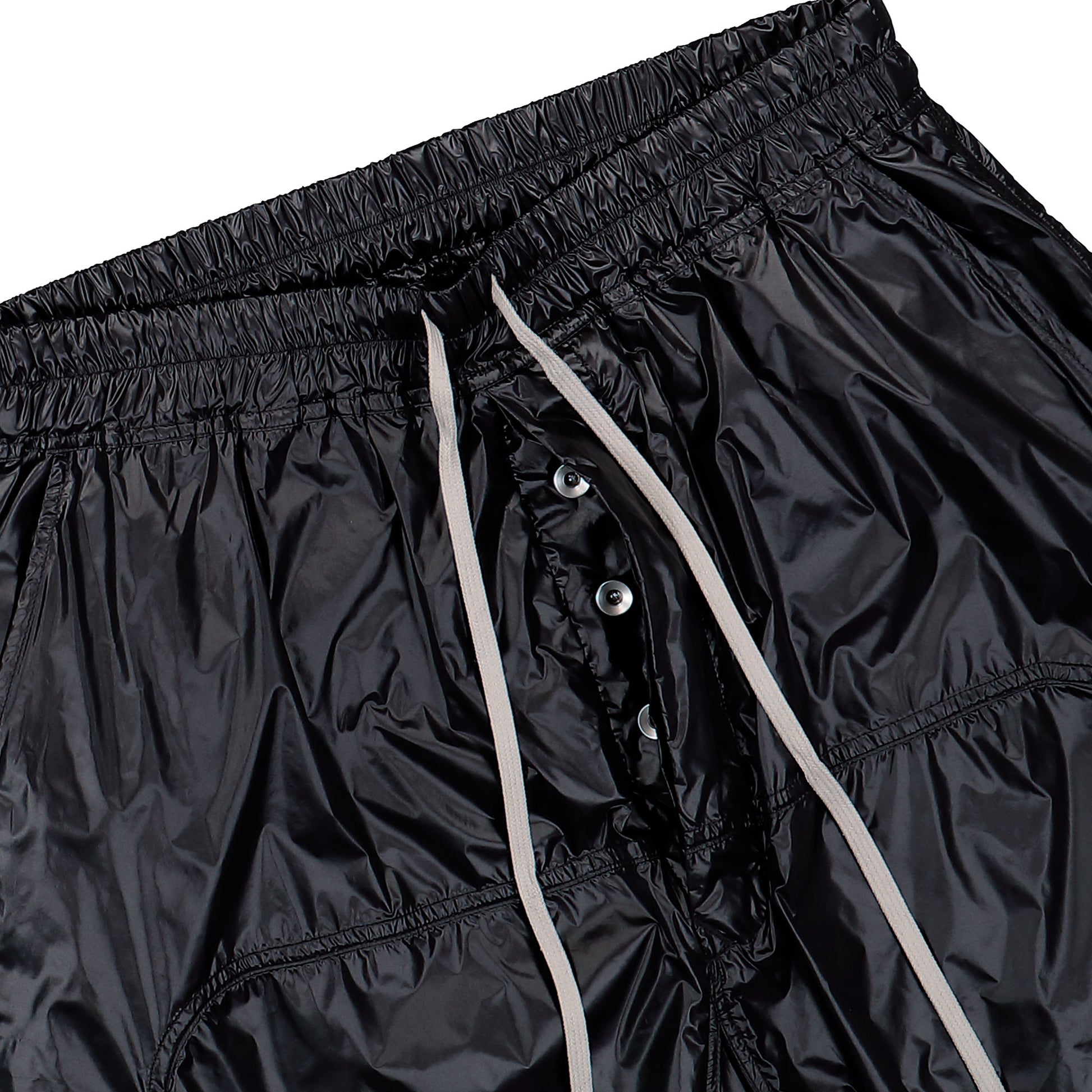 Rick Owens DRKSHDW Prisoner Drawstring Black Track Pants DU01F4395 NPS 09 Detail View 4 | GATE
