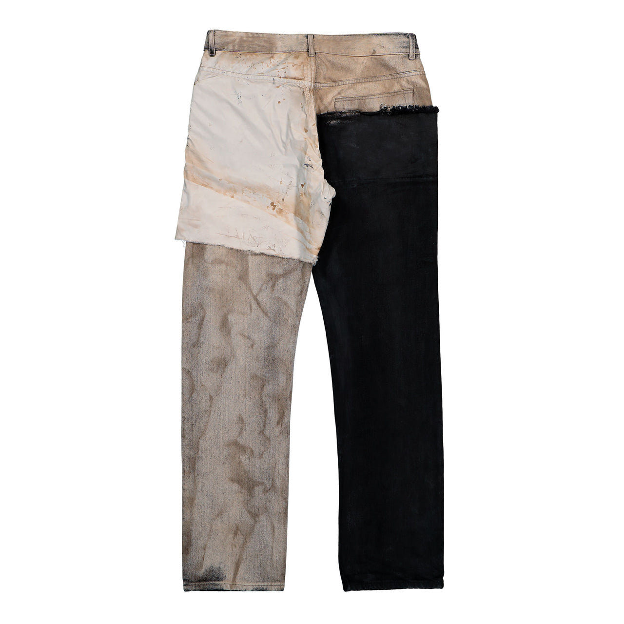 Rick Owens DRKSHDW Fog Cut Dust / Black / Cream Denim Pant DU01F4397 COMW1A 340941 Detail View 1 | GATE
