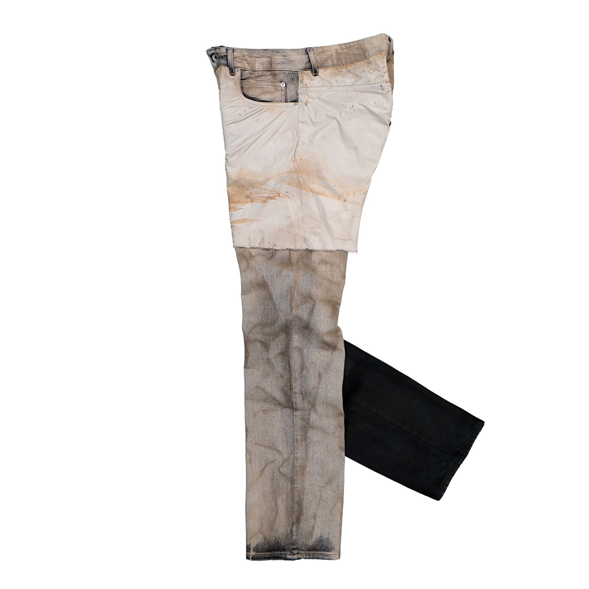 Rick Owens DRKSHDW Fog Cut Dust / Black / Cream Denim Pant DU01F4397 COMW1A 340941 Detail View 3 | GATE
