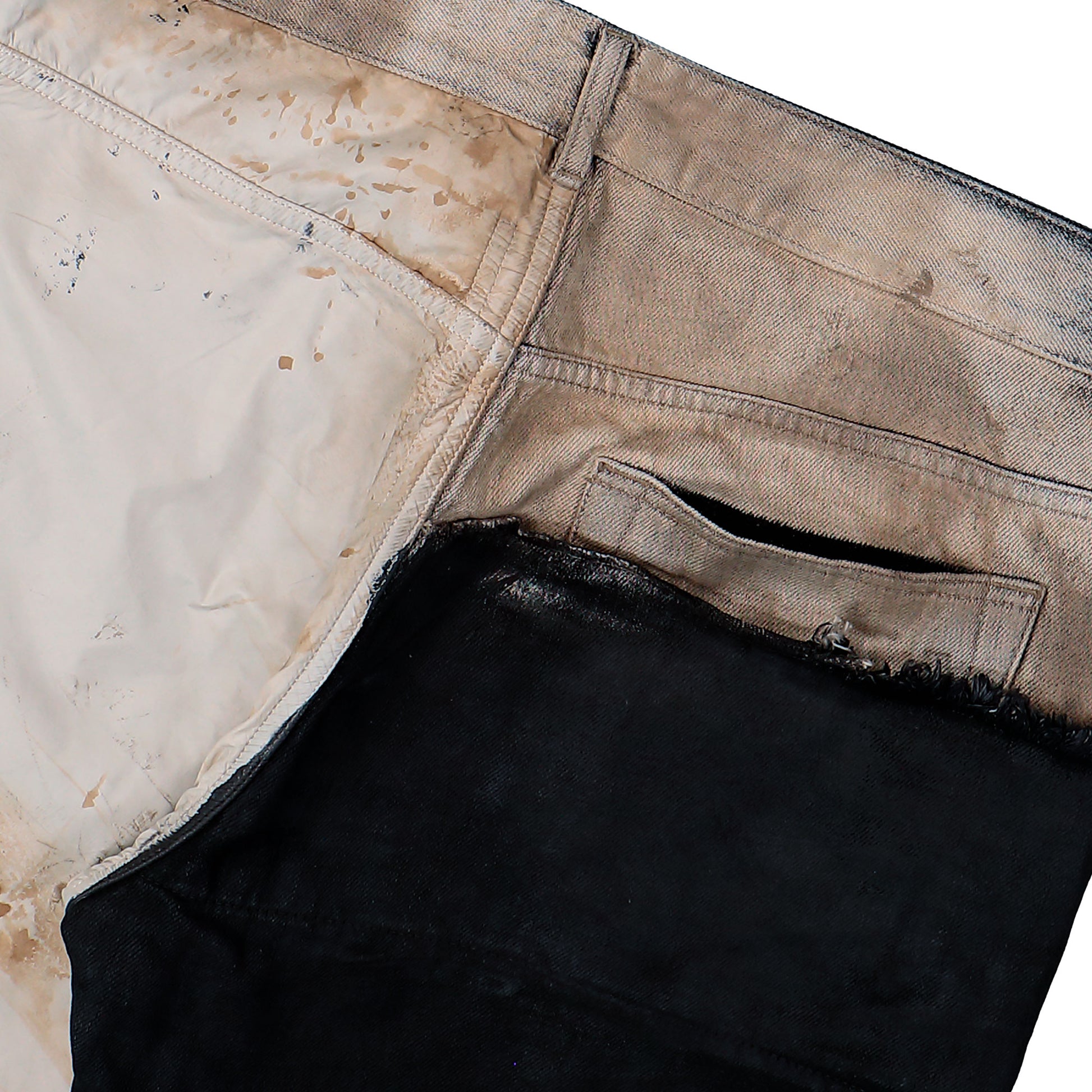 Rick Owens DRKSHDW Fog Cut Dust / Black / Cream Denim Pant DU01F4397 COMW1A 340941 Detail View 5 | GATE
