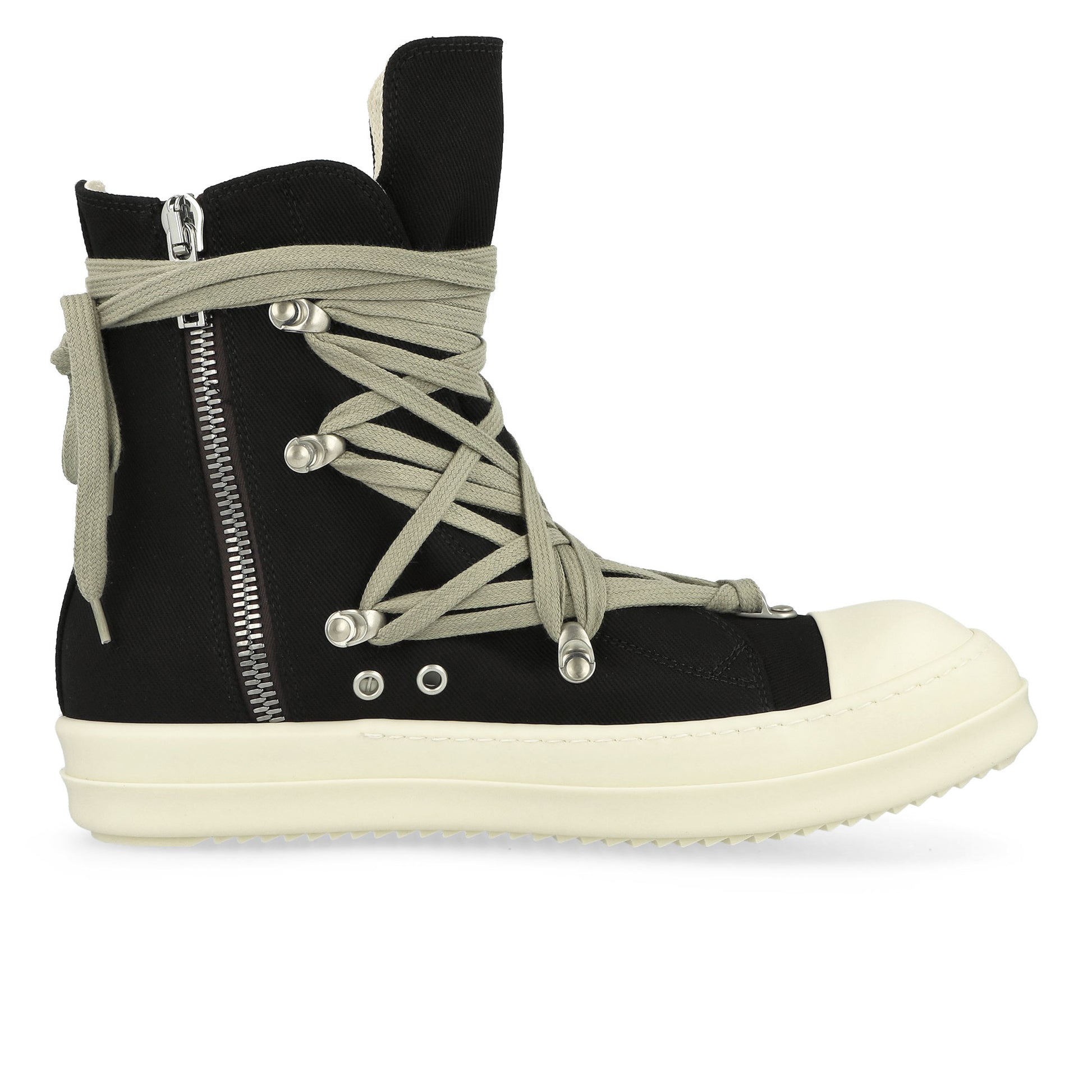 Rick Owens DRKSHDW Megalace Sneaks Black / Milk / Milk Sneaker DU01F4809 DOW1 911 Detail View 2 | GATE