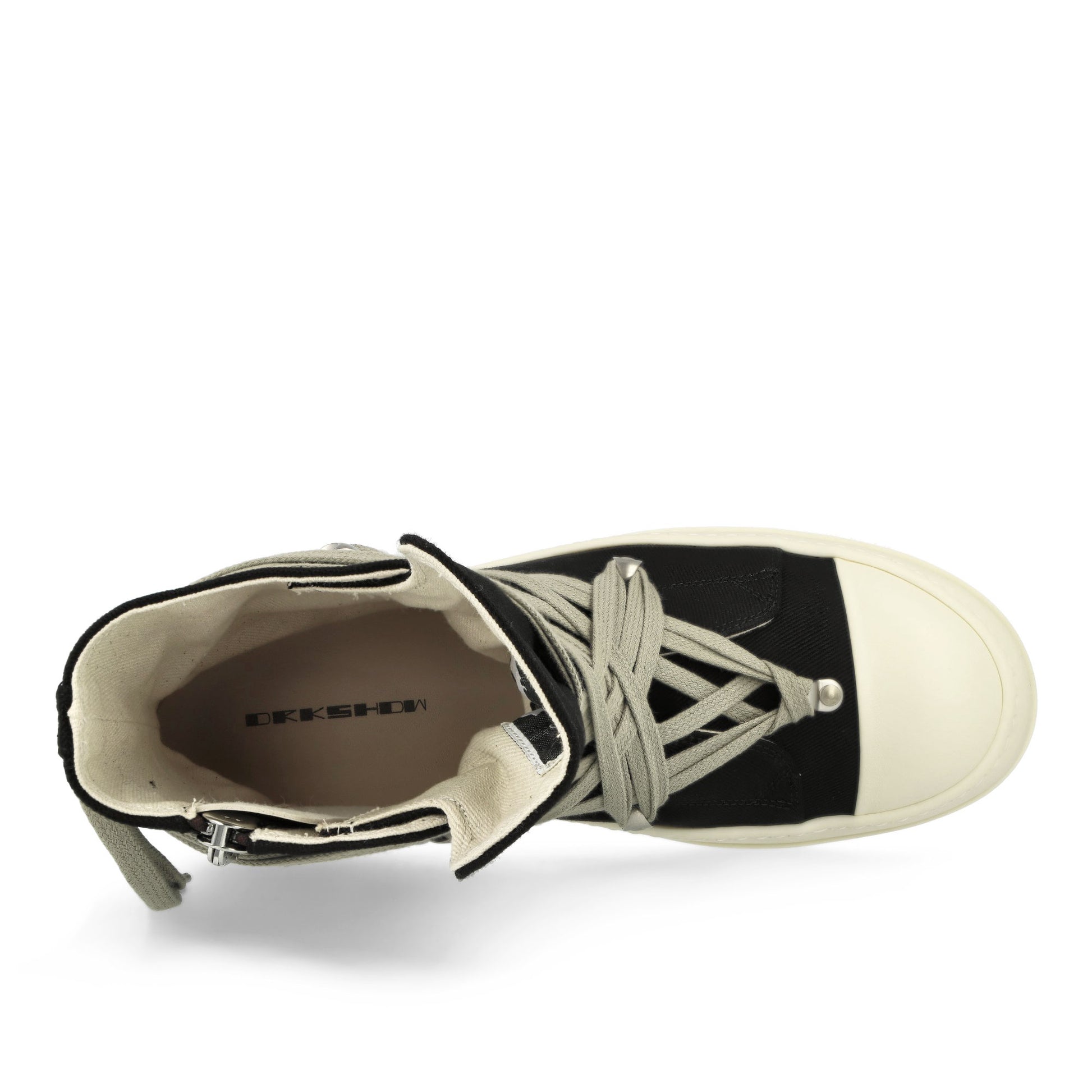 Rick Owens DRKSHDW Megalace Sneaks Black / Milk / Milk Sneaker DU01F4809 DOW1 911 Detail View 5 | GATE