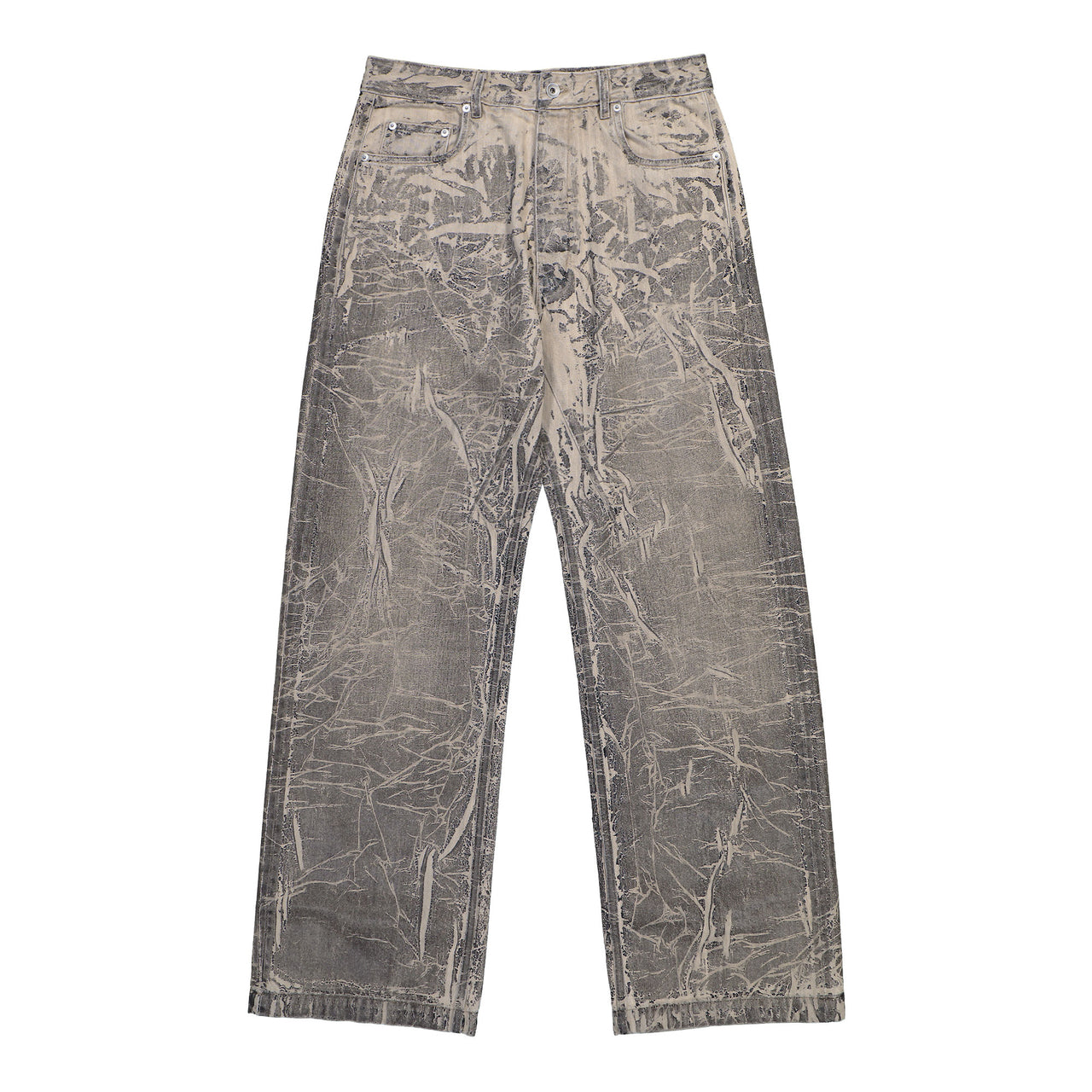 Rick Owens DRKSHDW Geth Jeans Black Washed Foil Denim Pants DU02E7351 DWF 59 Detail View 1 | GATE