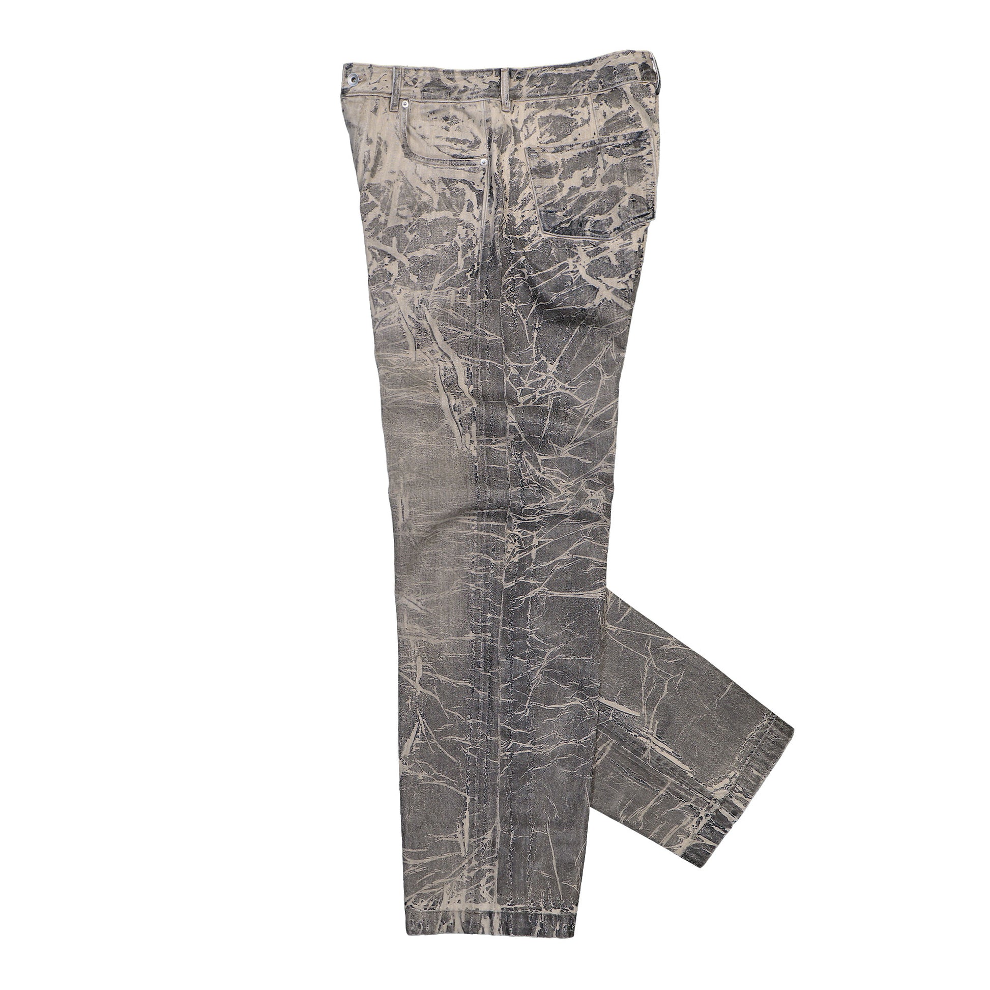 Rick Owens DRKSHDW Geth Jeans Black Washed Foil Denim Pants DU02E7351 DWF 59 Detail View 3 | GATE