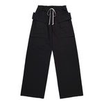 Rick Owens DRKSHDW Creatch Wide Cargo Drawstring Black Cargo Pants DU02E7394 TW 09 Detail View 1 | GATE