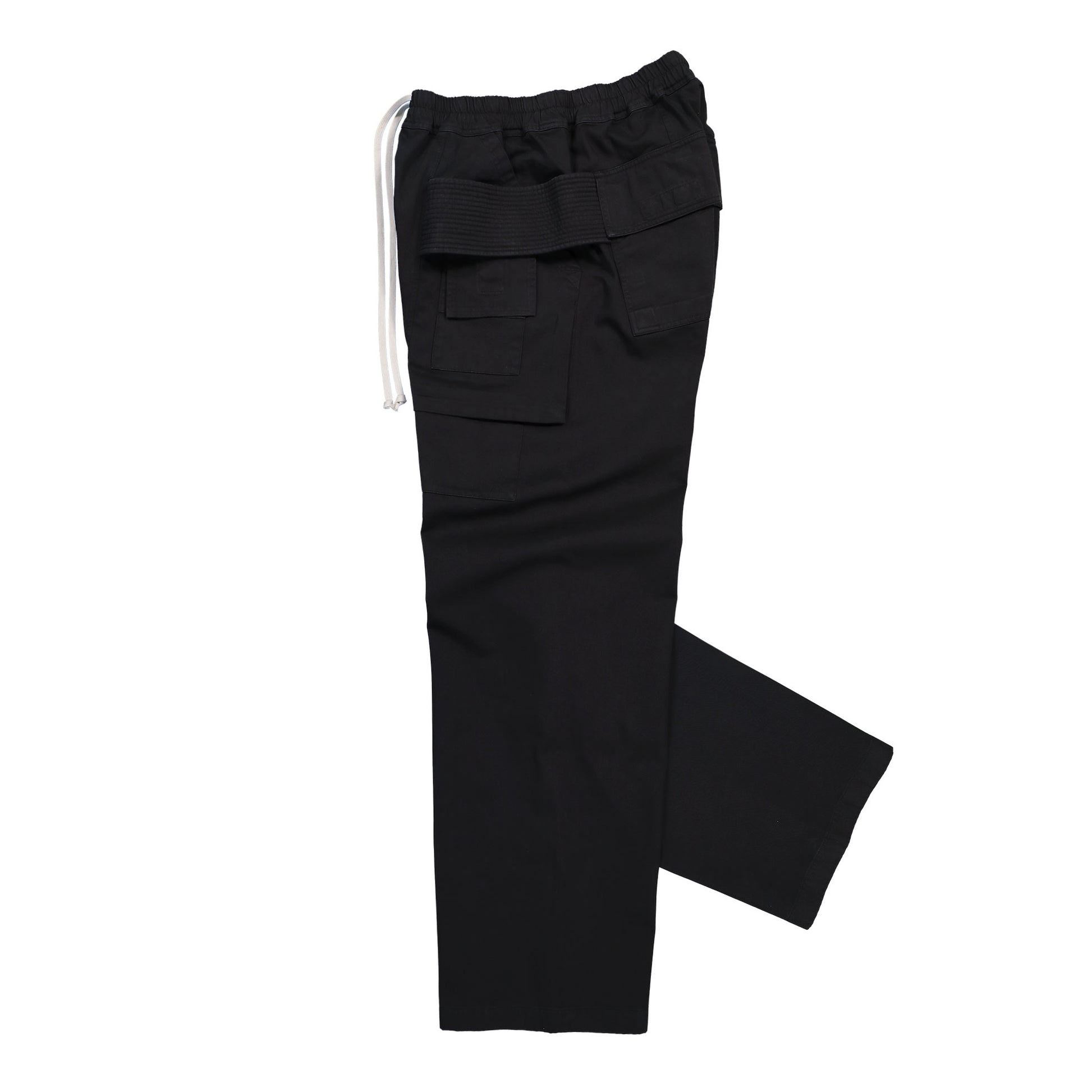 Rick Owens DRKSHDW Creatch Wide Cargo Drawstring Black Cargo Pants DU02E7394 TW 09 Detail View 3 | GATE