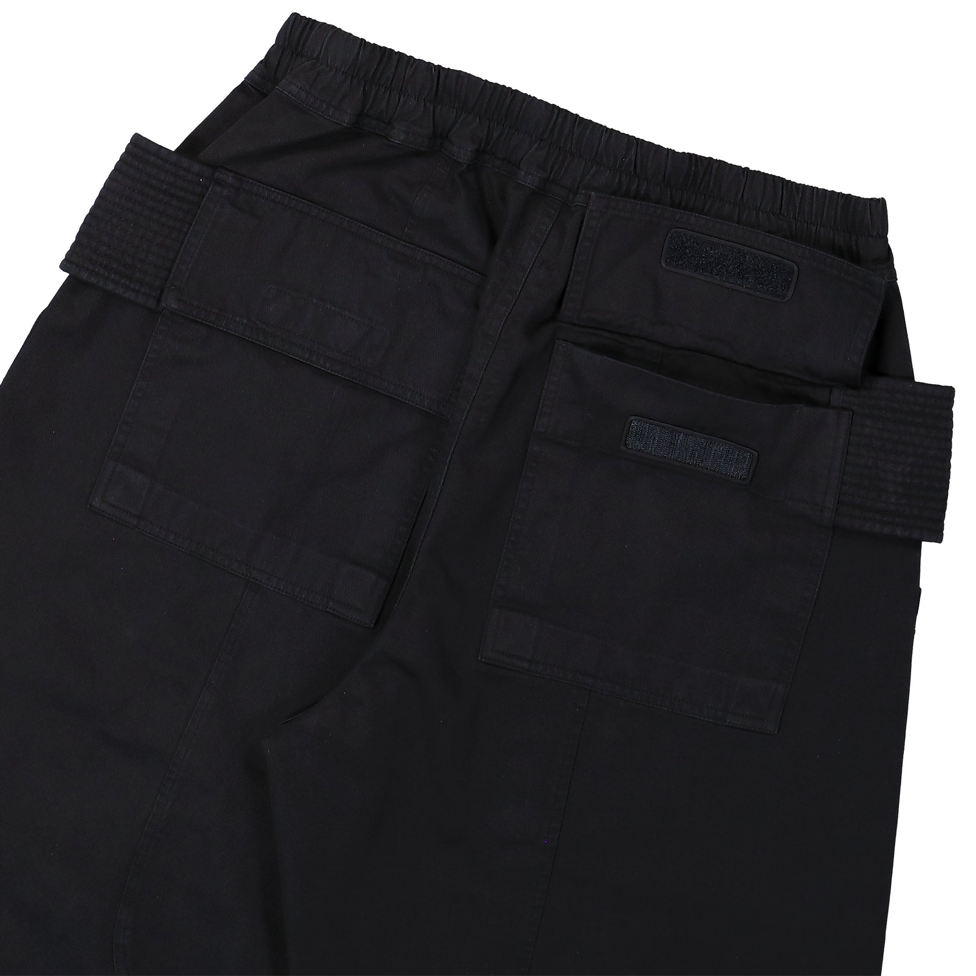 Rick Owens DRKSHDW Creatch Wide Cargo Drawstring Black Cargo Pants DU02E7394 TW 09 Detail View 5 | GATE