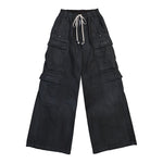 Rick Owens DRKSHDW Double Cargo Jumbo Belas Black Wax Denim Pants DU02E7398 BW 99X Detail View 1 | GATE