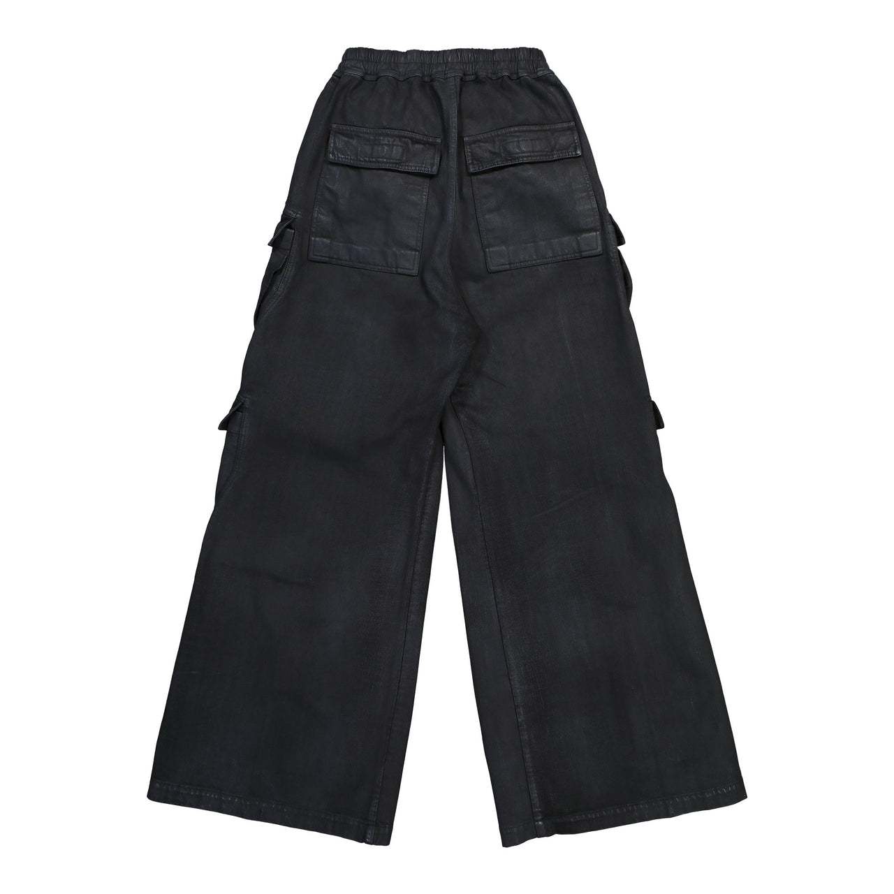 Rick Owens DRKSHDW Double Cargo Jumbo Belas Black Wax Denim Pants DU02E7398 BW 99X Detail View 1 | GATE