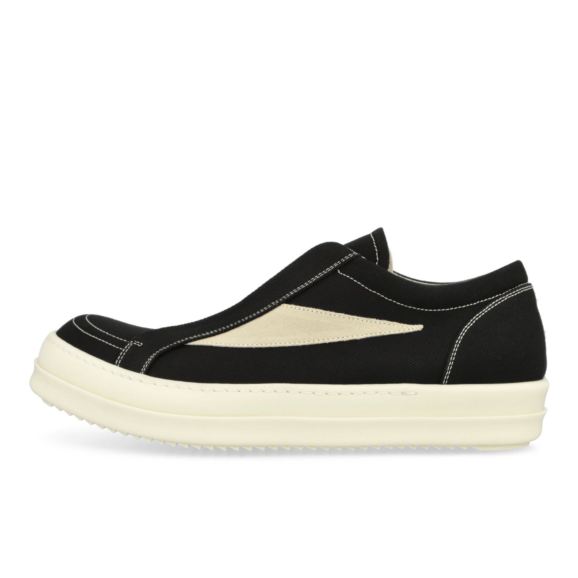 Rick Owens Laceless Vintage Sneaks Black Sneaker DU02E7811 DOLVS 911 / Black Detail View 1 | GATE
