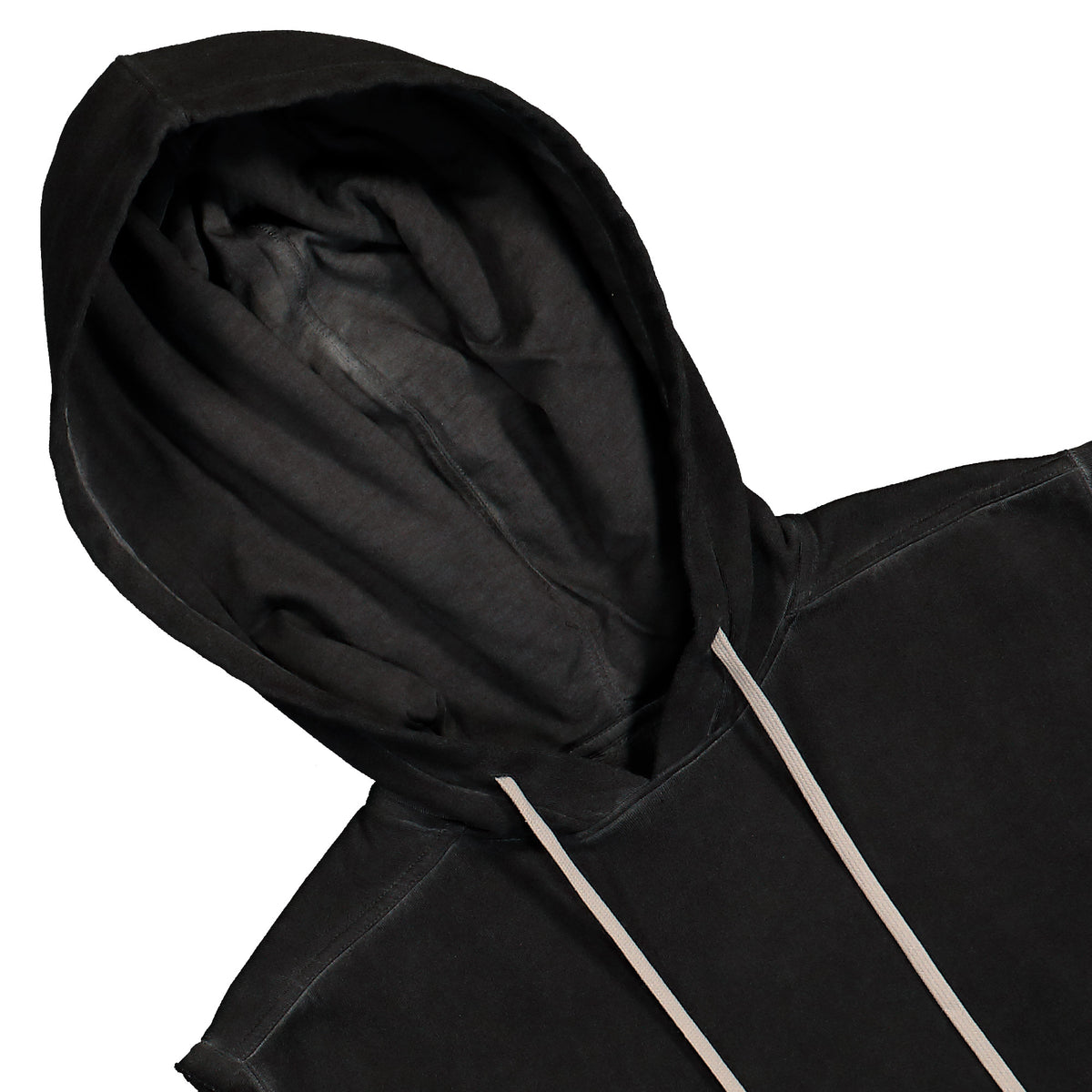 Rick Owens DRKSHDW Hooded Tunic Faded Black Tops DU02F6165 FDP 139 Detail View 3 | GATE