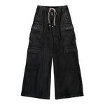 Rick Owens DRKSHDW Double Cargo Jumbo Belas Black Wax Pants DU02F6398 BW 99X Detail View 1 | GATE