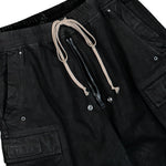 Rick Owens DRKSHDW Double Cargo Jumbo Belas Black Wax Pants DU02F6398 BW 99X Detail View 4 | GATE