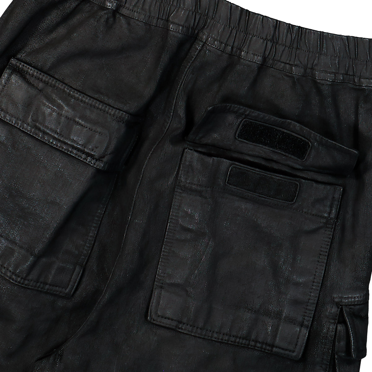 Rick Owens DRKSHDW Double Cargo Jumbo Belas Black Wax Pants DU02F6398 BW 99X Detail View 5 | GATE