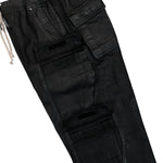 Rick Owens DRKSHDW Double Cargo Jumbo Belas Black Wax Pants DU02F6398 BW 99X Detail View 6 | GATE