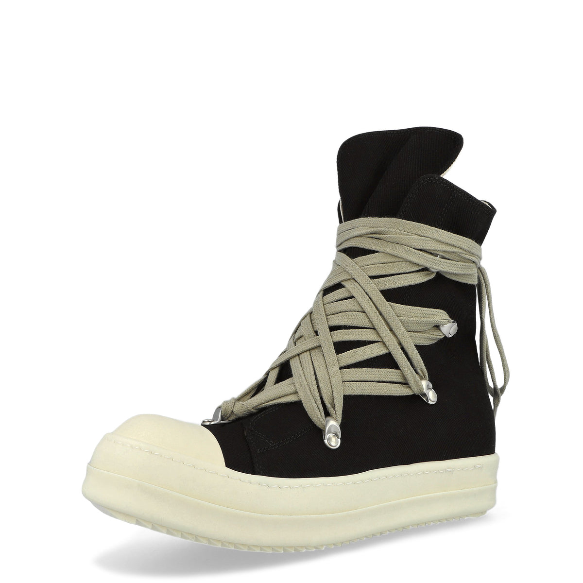 Rick Owens Megalace Sneaks Black / Milk / Milk sneaker DU02F6809 DOW1 911 Detail View 4 | GATE
