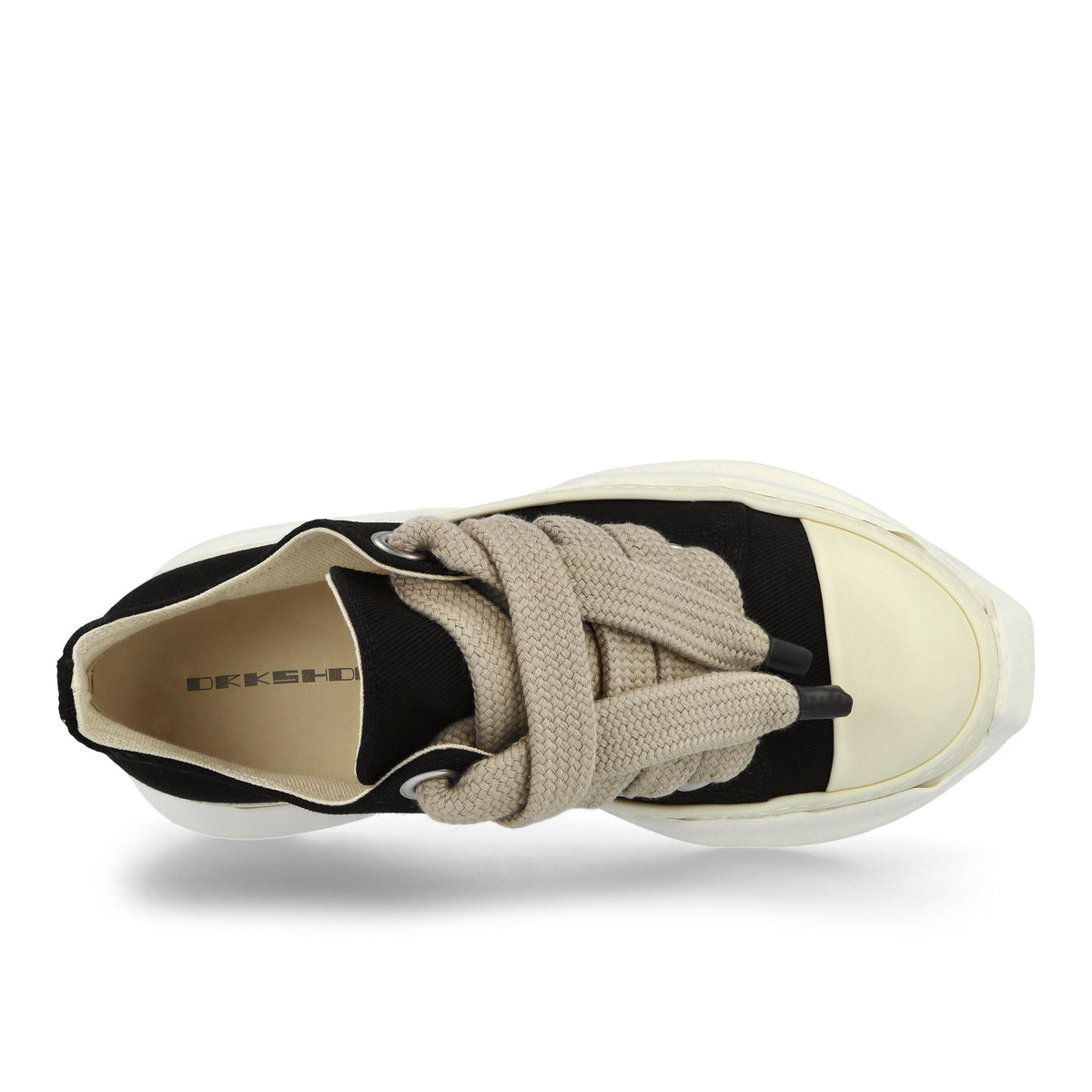 Rick Owens Jumbolace Abstract Low Sneaks Black / Milk / Milk sneaker DU02F6845 DOW2 911 Detail View 5 | GATE
