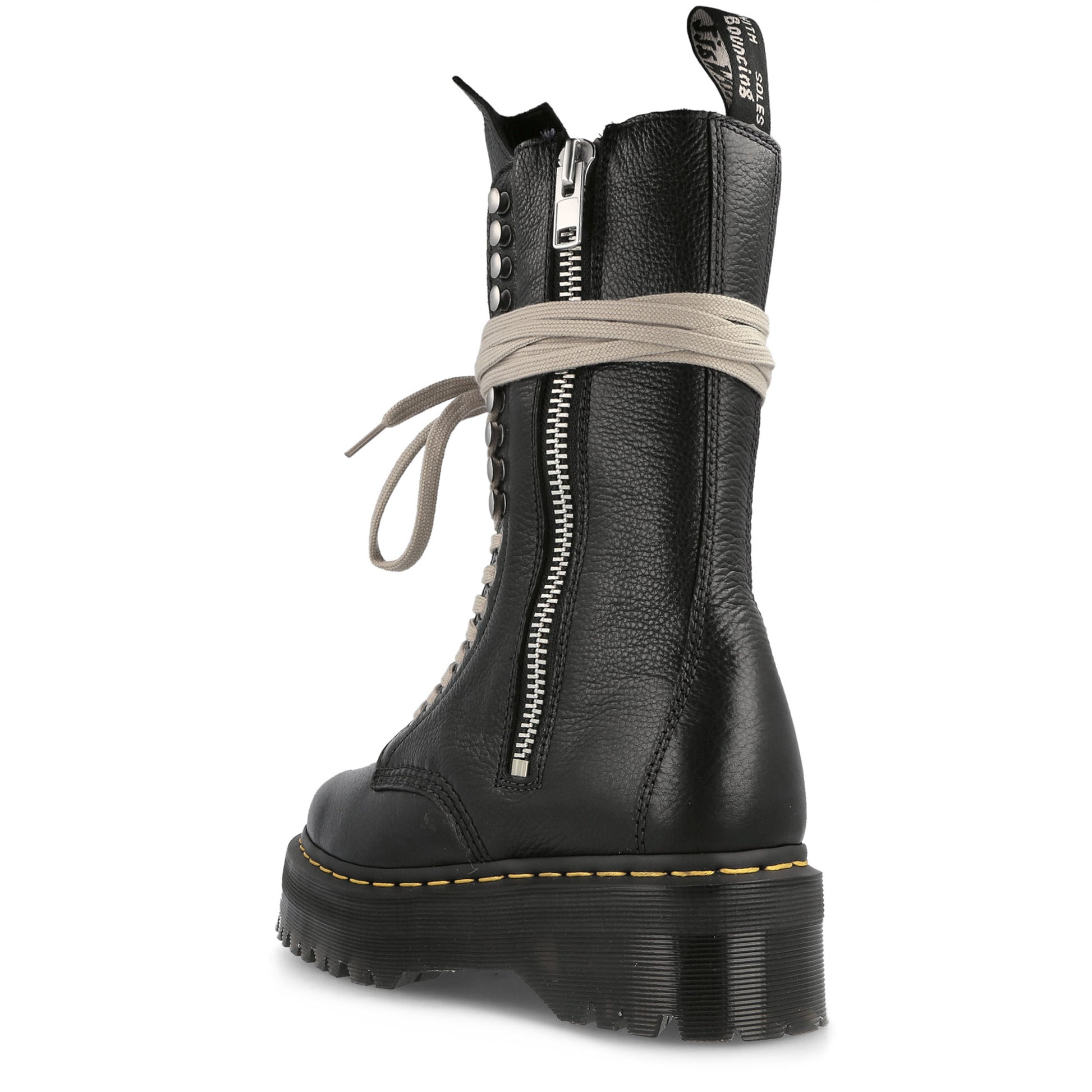 Rick Owens x Dr. Martens  Quad Sole Calf Length Boot Black Boots DW02B3801 9001 09 Detail View 3 | GATE
