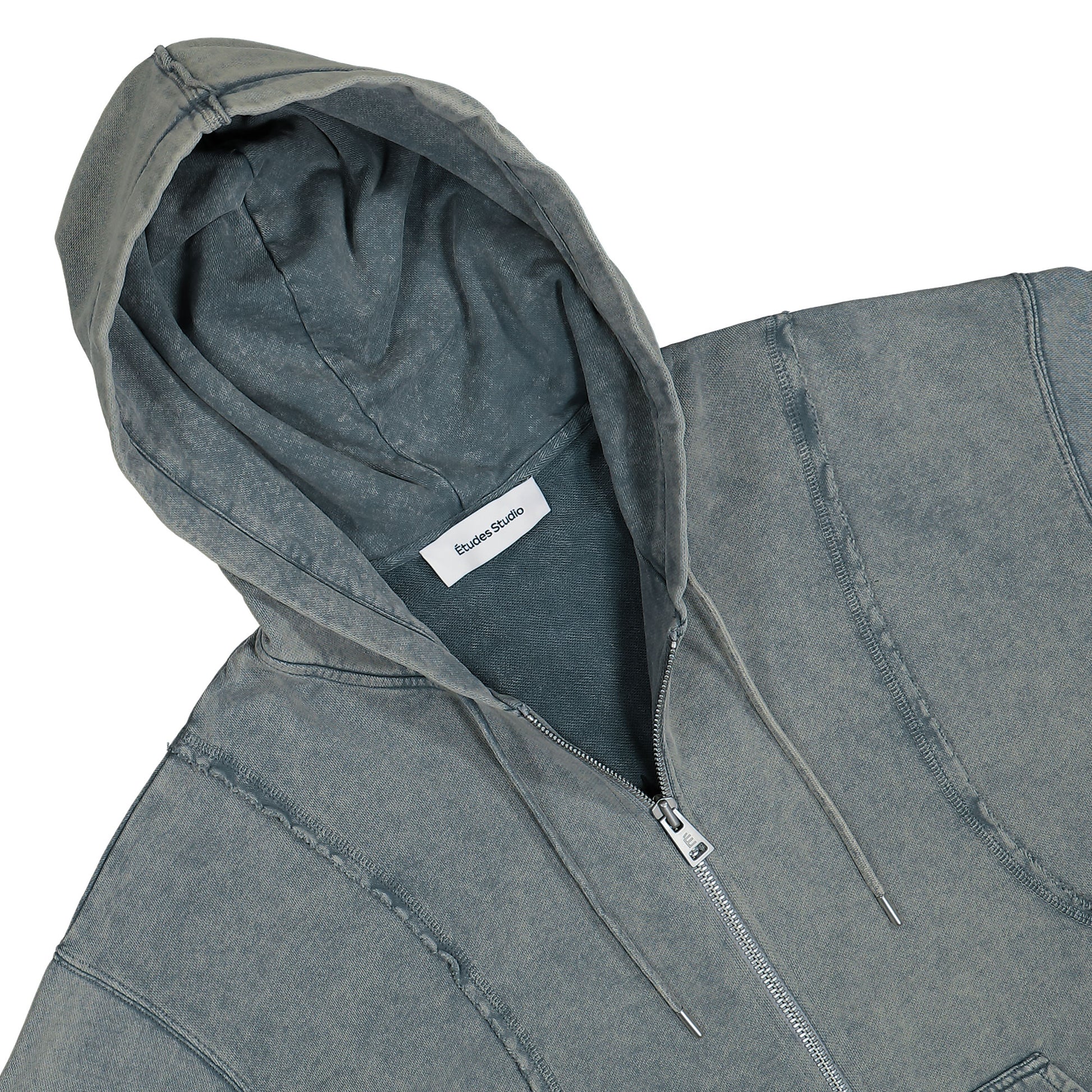 Études Studio Zip Hoody Raw Edges Grey Detail view 4 | Gate