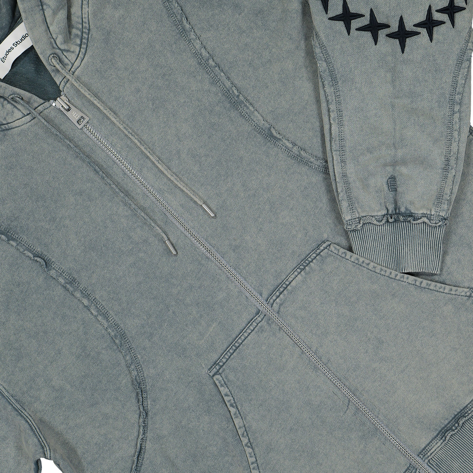 Études Studio Zip Hoody Raw Edges Grey Detail view 5 | Gate