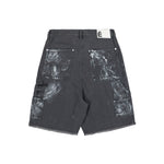 Études Studio Loose Jeans Shorts Paint Grey Detail view 3 | Gate