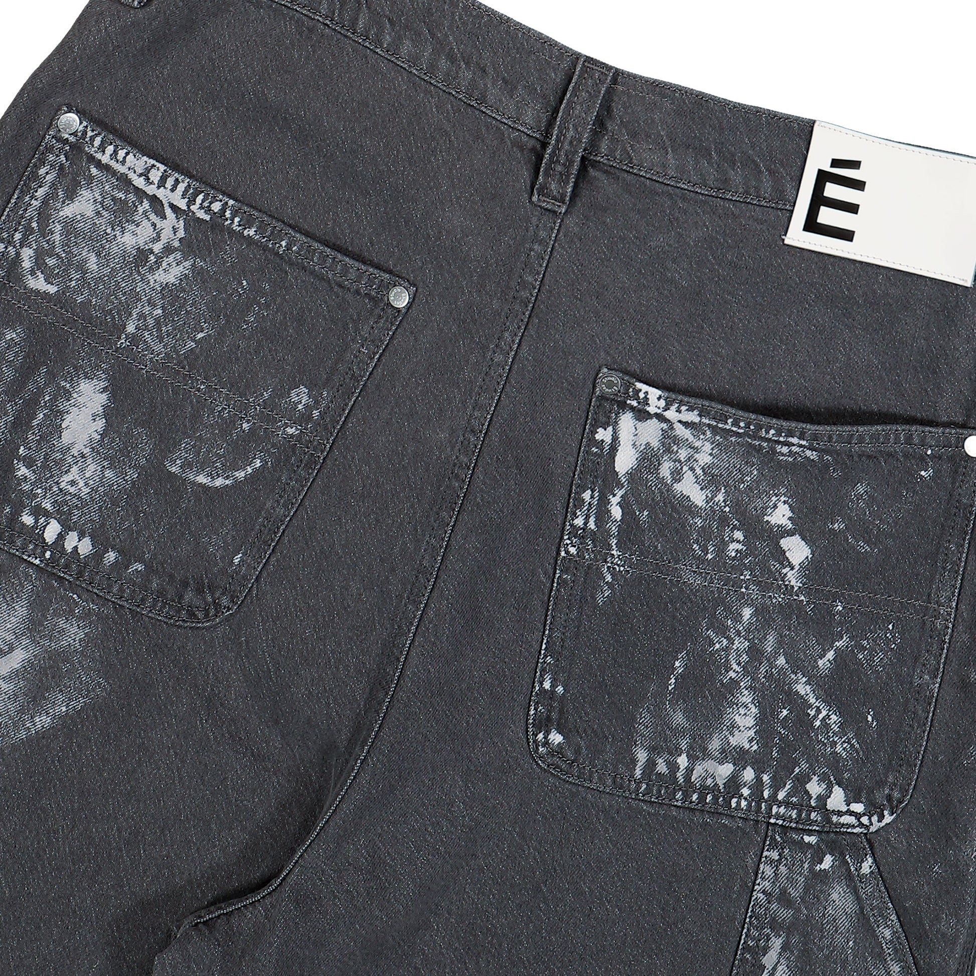 Études Studio Loose Jeans Shorts Paint Grey Detail view 6 | Gate