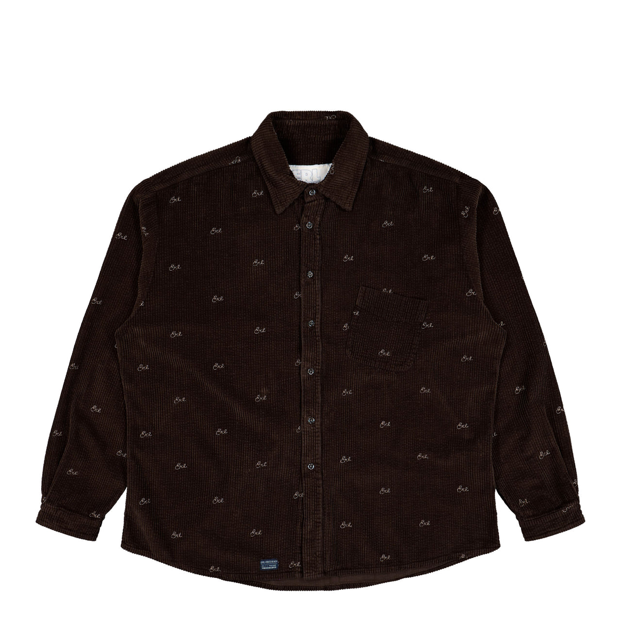 ERL Embroidered Woven Corduroy Overshirt Brown Overshirt ERL11B010-1 / Brown | Overkill
