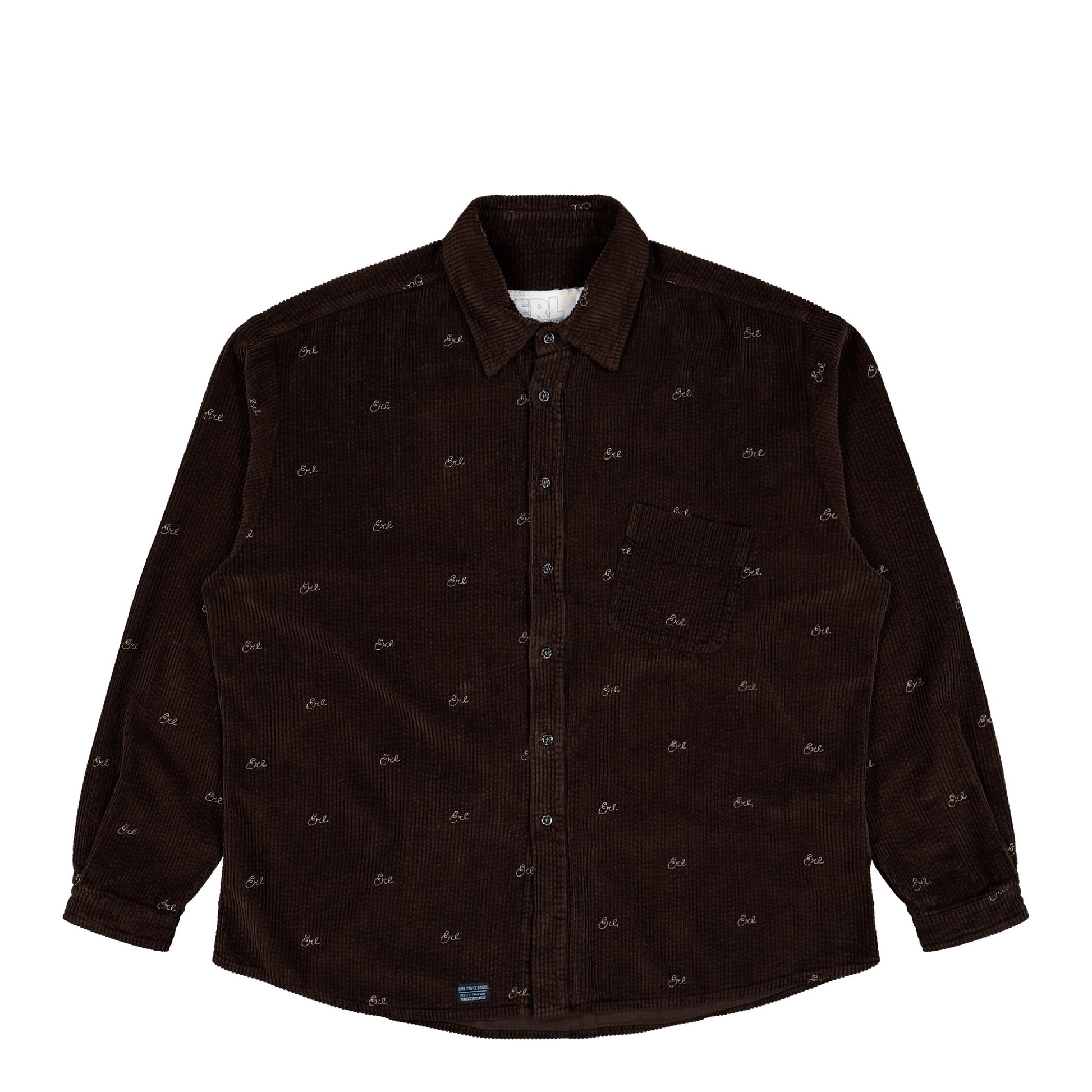 ERL Embroidered Woven Corduroy Overshirt Brown Overshirt ERL11B010-1 / Brown | Overkill
