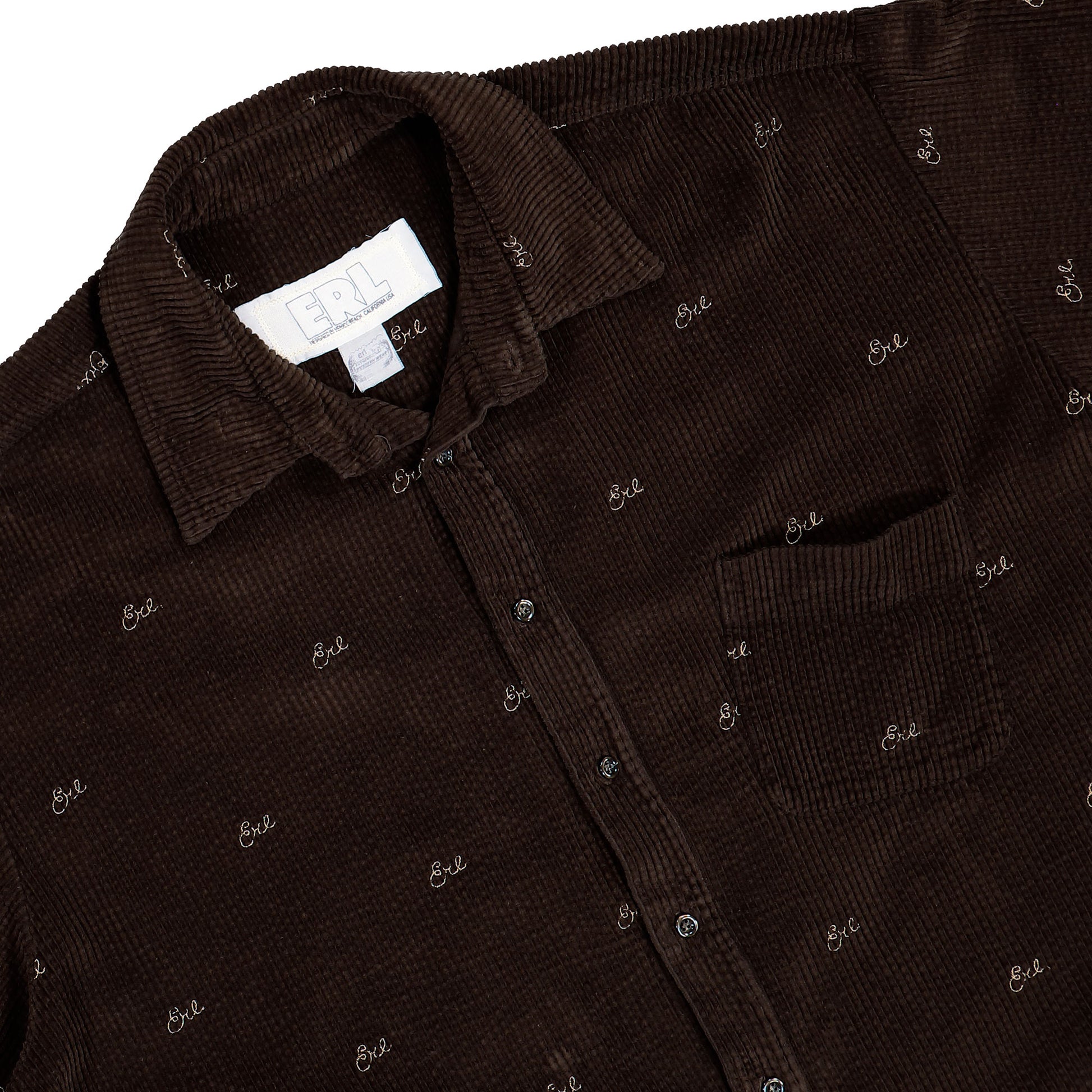 ERL Embroidered Woven Corduroy Overshirt Brown Overshirt ERL11B010-1 / Brown Detailfoto | Overkill
